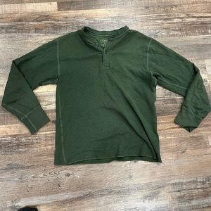 L.L. Bean Green woolesk Quarter Button long sleeve shirt